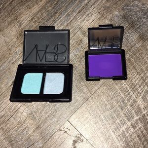NARS blue eyeshadow and purple eyeshadow